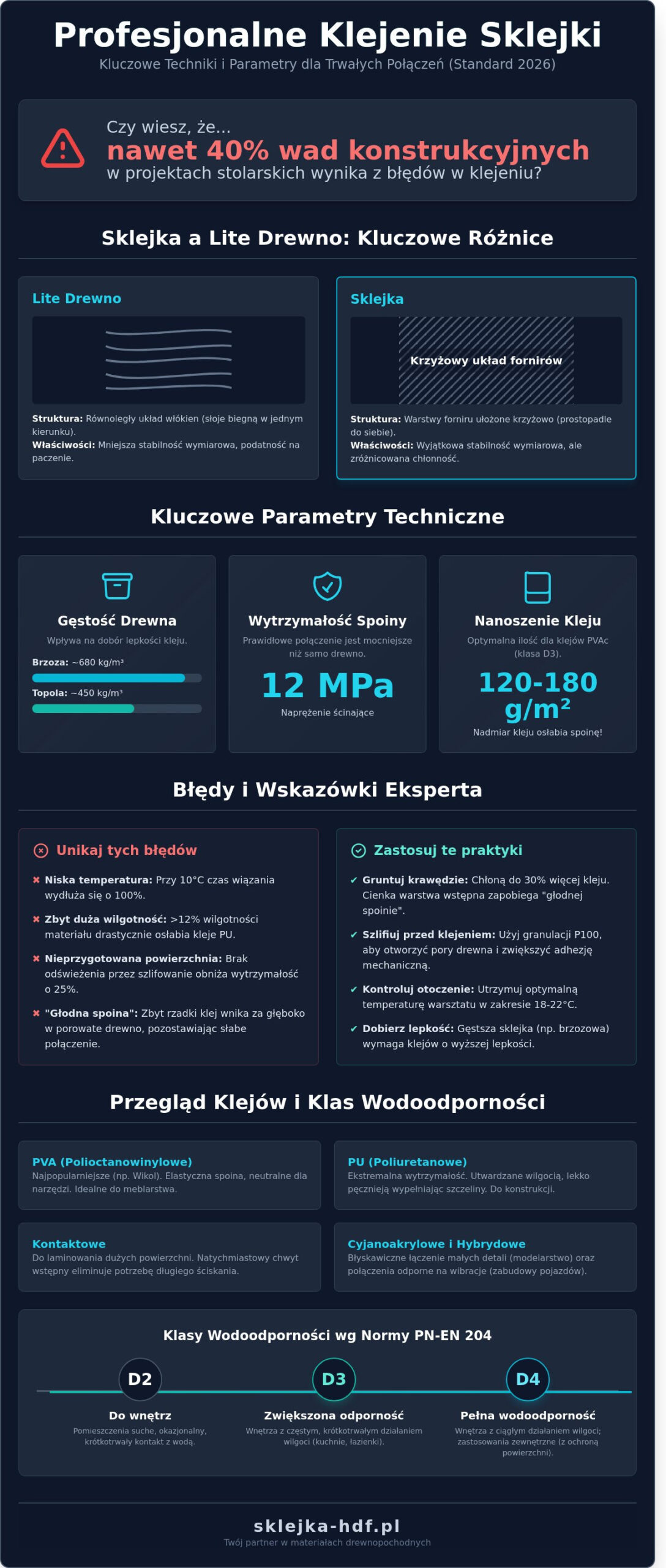Klejenie sklejki: Kompletny poradnik doboru klejów i technik w 2026 roku - Infographic