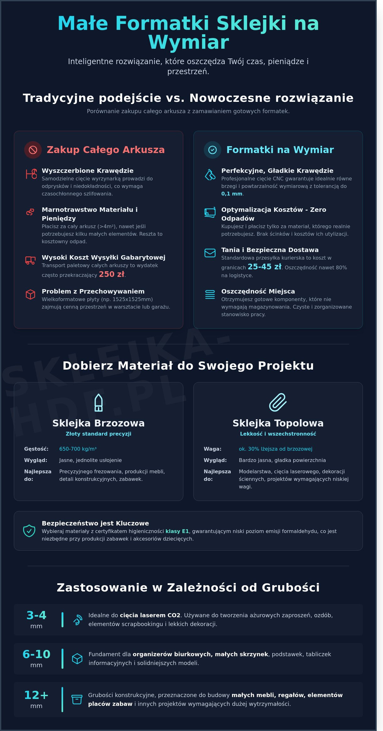 Małe formatki sklejki: Kompleksowy przewodnik po wyborze i zastosowaniu - Infographic