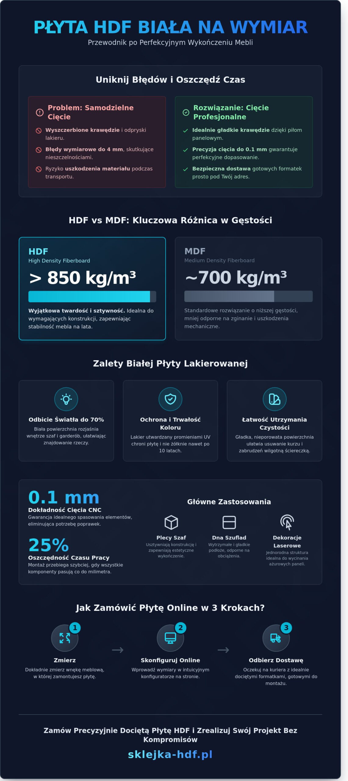 Płyta HDF biała na wymiar: Kompletny przewodnik po wyborze, zastosowaniu i zamówieniu online - Infographic