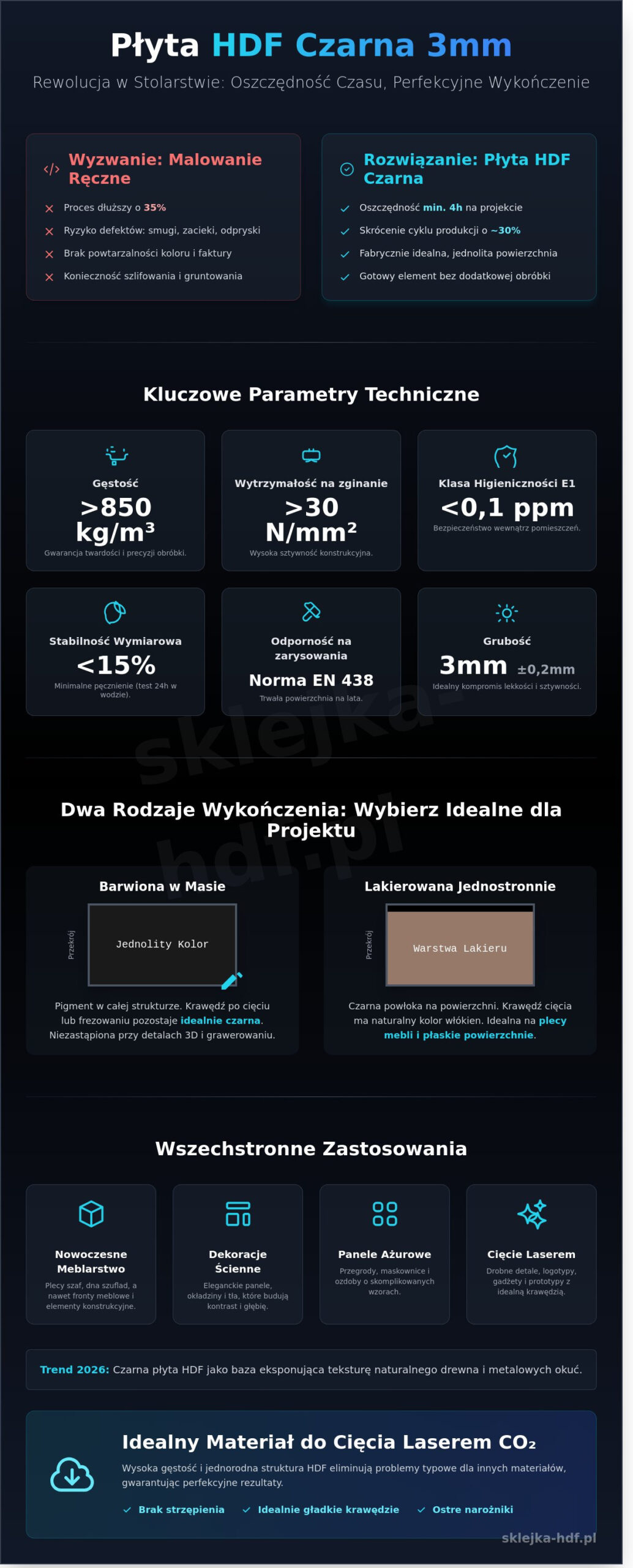 Płyta HDF czarna 3mm: Zastosowania, właściwości i inspiracje 2026 - Infographic