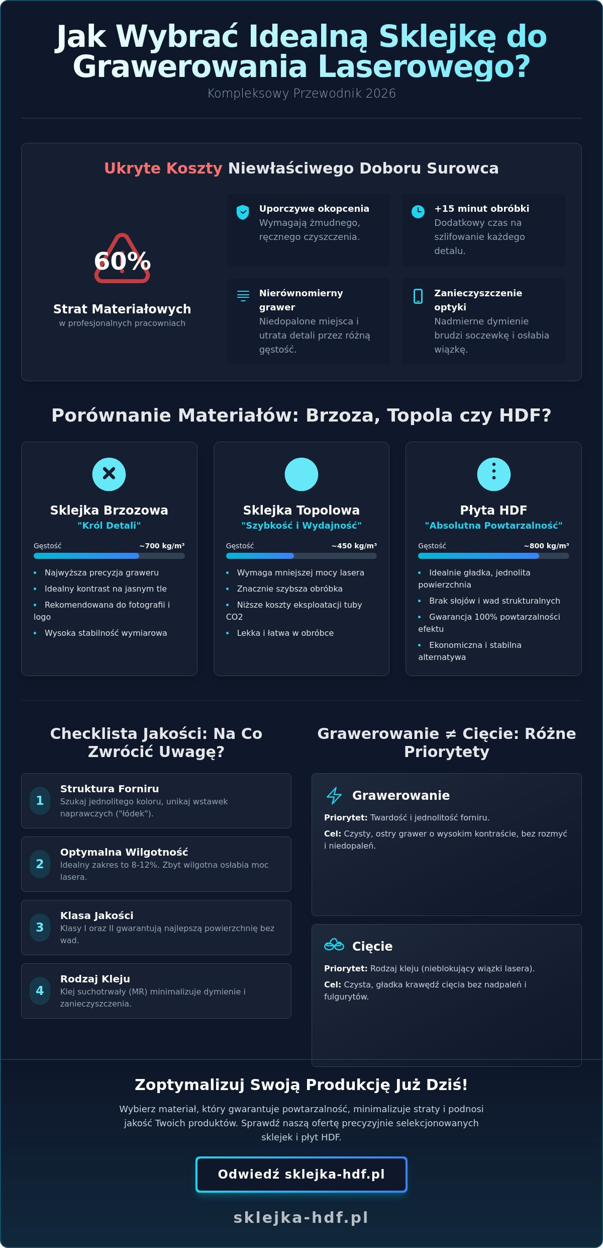 Jaka sklejka do grawerowania? Kompletny przewodnik po wyborze materiału (2026) - Infographic