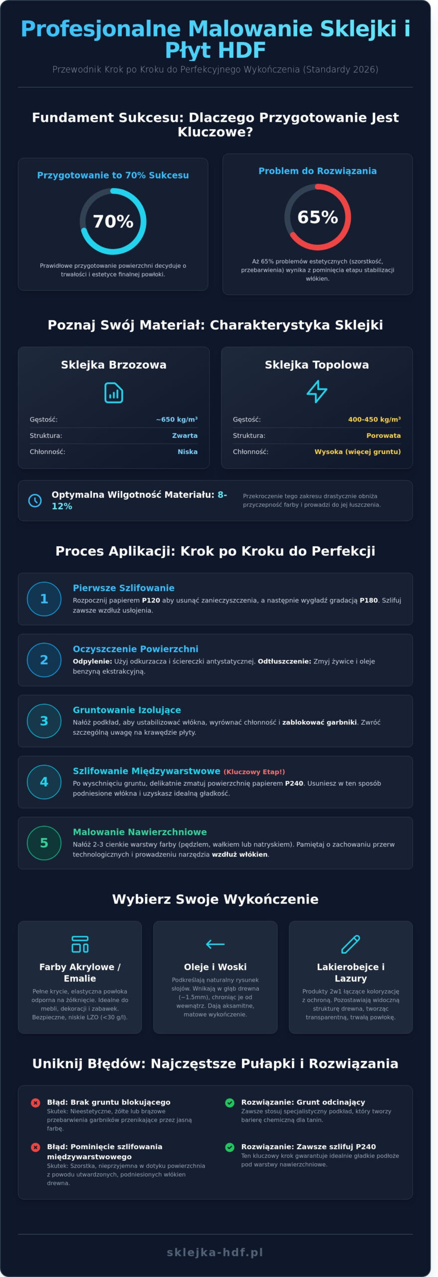 Malowanie sklejki: Kompletny poradnik technik, materiałów i przygotowania (2026) - Infographic