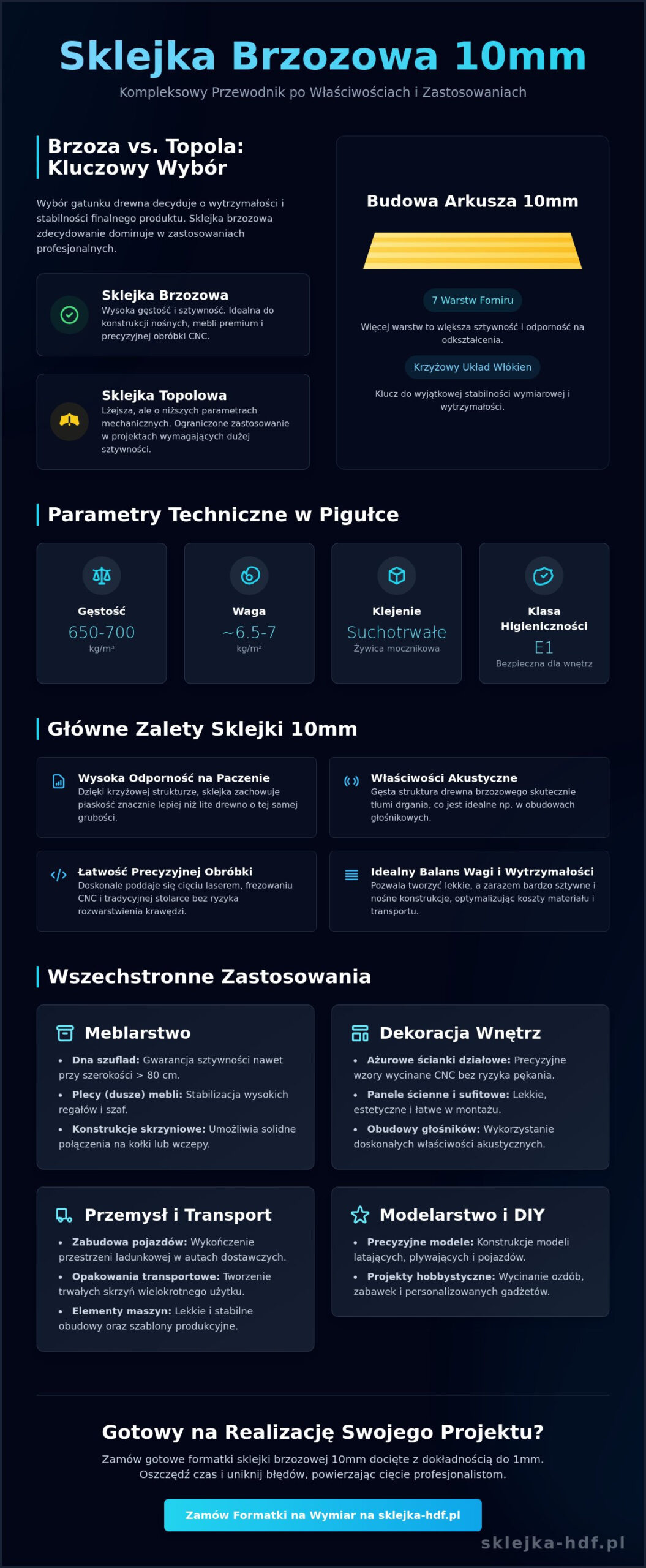 Sklejka 10mm: Zastosowanie, właściwości i kompletny przewodnik po projektach (2026) - Infographic