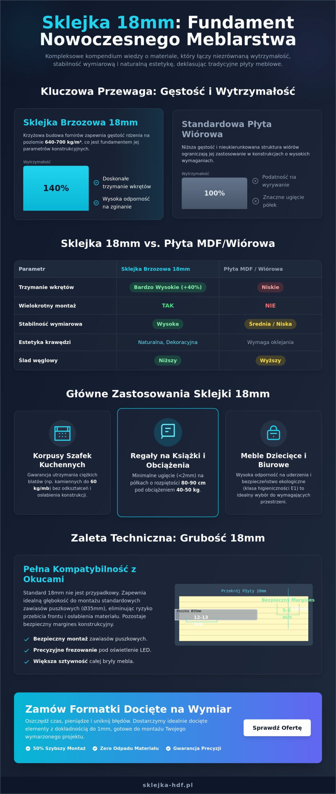 Sklejka 18mm na meble: Przewodnik po wyborze, zastosowaniu i formatowaniu (2026) - Infographic