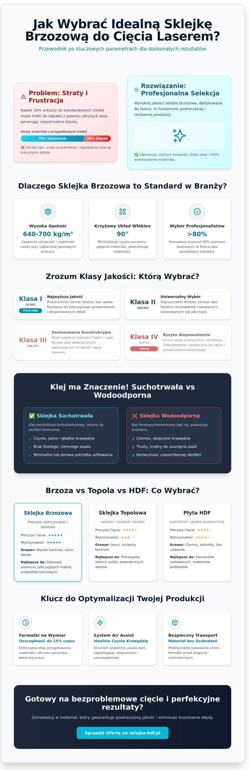 Sklejka brzozowa do lasera: Kompletny przewodnik po wyborze i obróbce (2026) - Infographic
