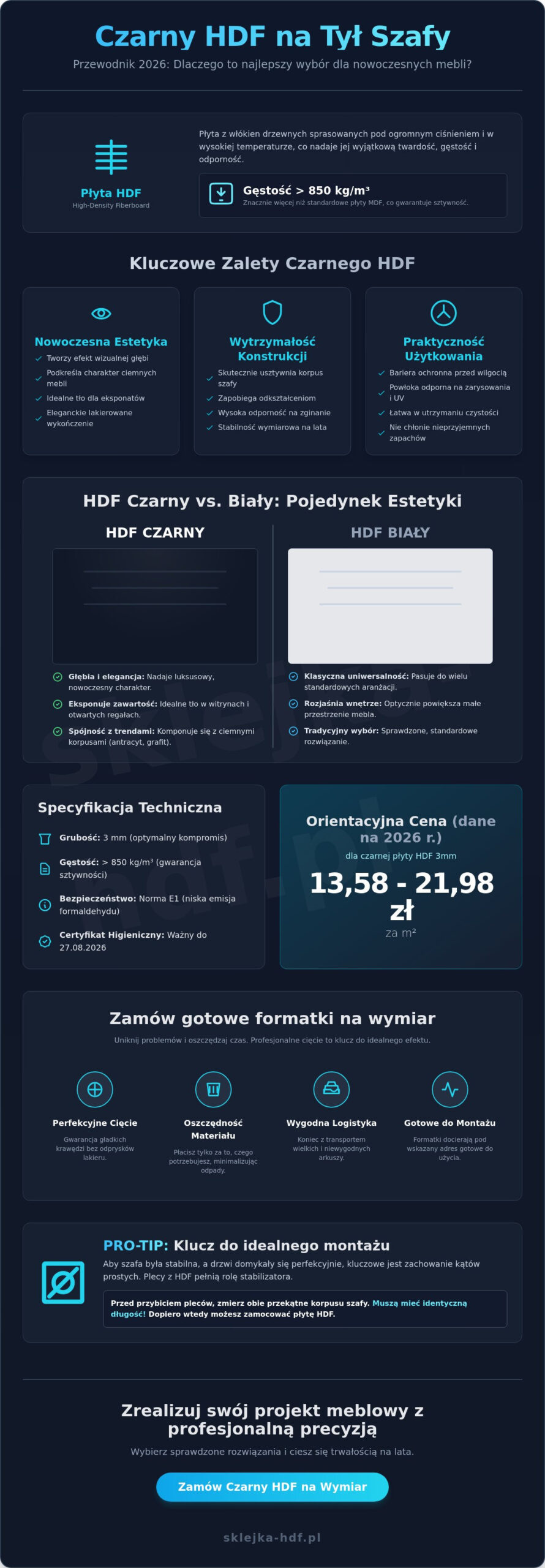 Czarny HDF na tył szafy: Estetyka i precyzja w Twoich meblach (2026) - Infographic