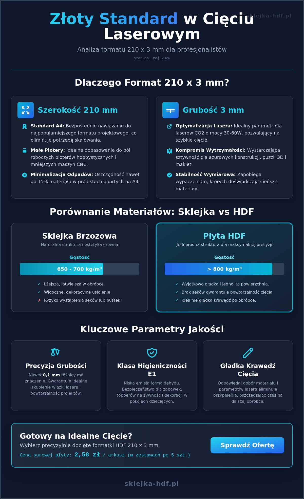 Format 210 x 3 mm: Przewodnik po sklejce i płytach HDF tej grubości (2026) - Infographic