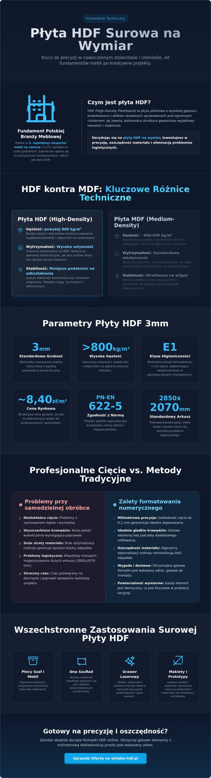 Płyta HDF surowa na wymiar: Kompletny przewodnik po wyborze i zastosowaniu - Infographic