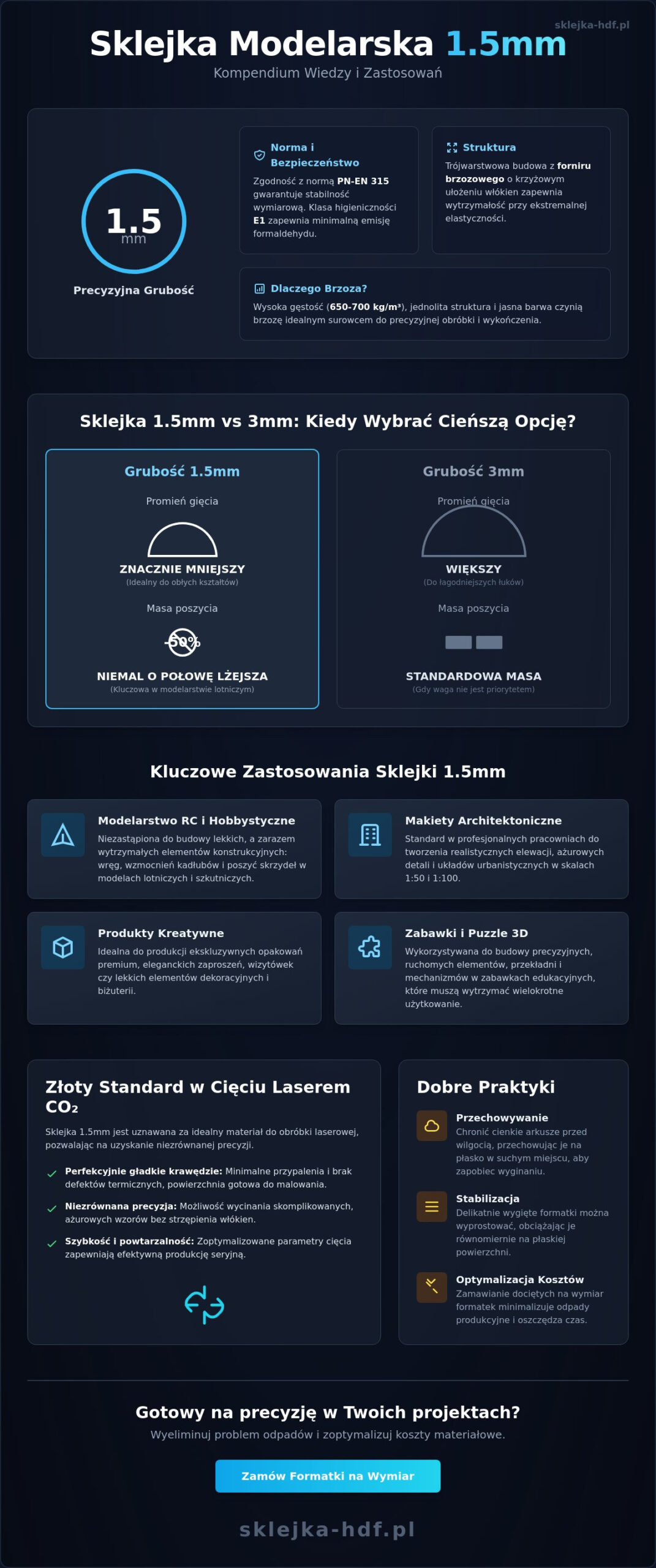 Sklejka 1.5mm: Kompletny przewodnik po właściwościach, zastosowaniach i cięciu na wymiar - Infographic