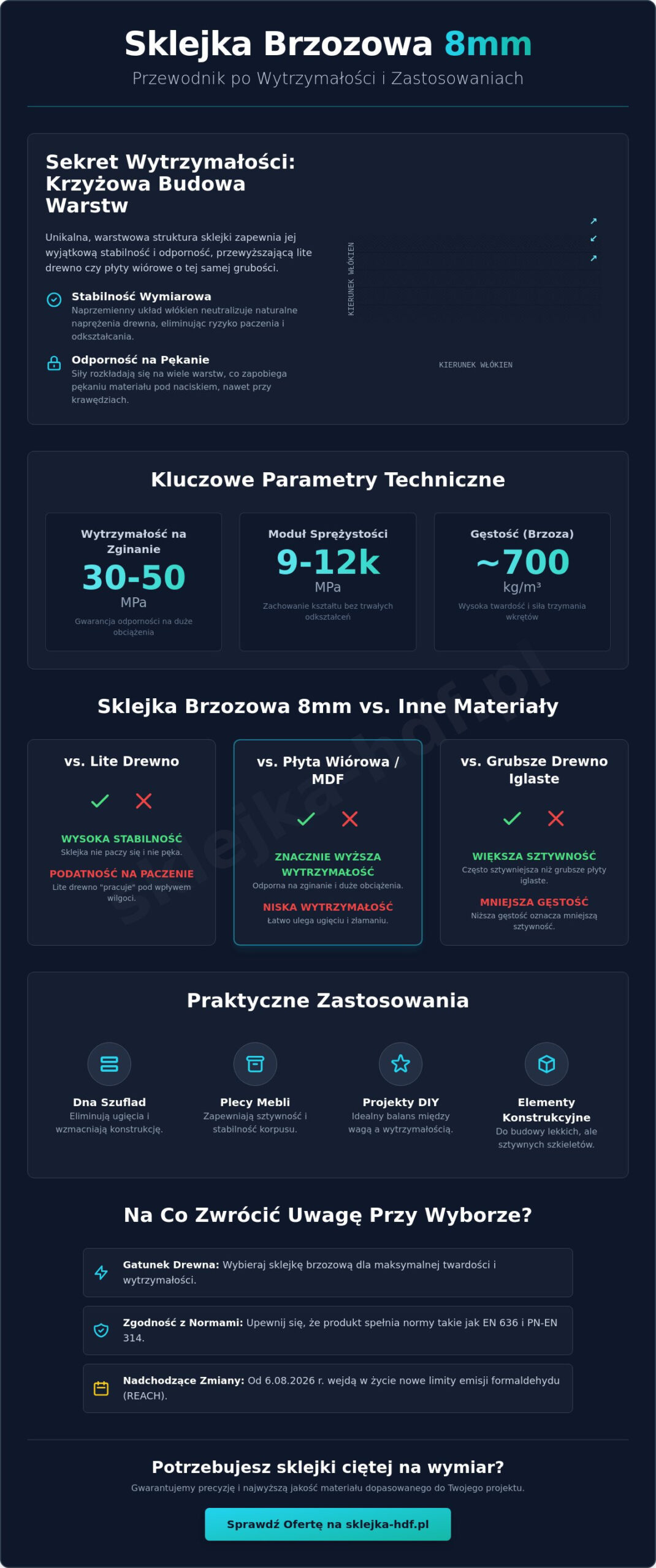 Sklejka 8mm wytrzymałość: Parametry techniczne i zastosowanie w konstrukcjach