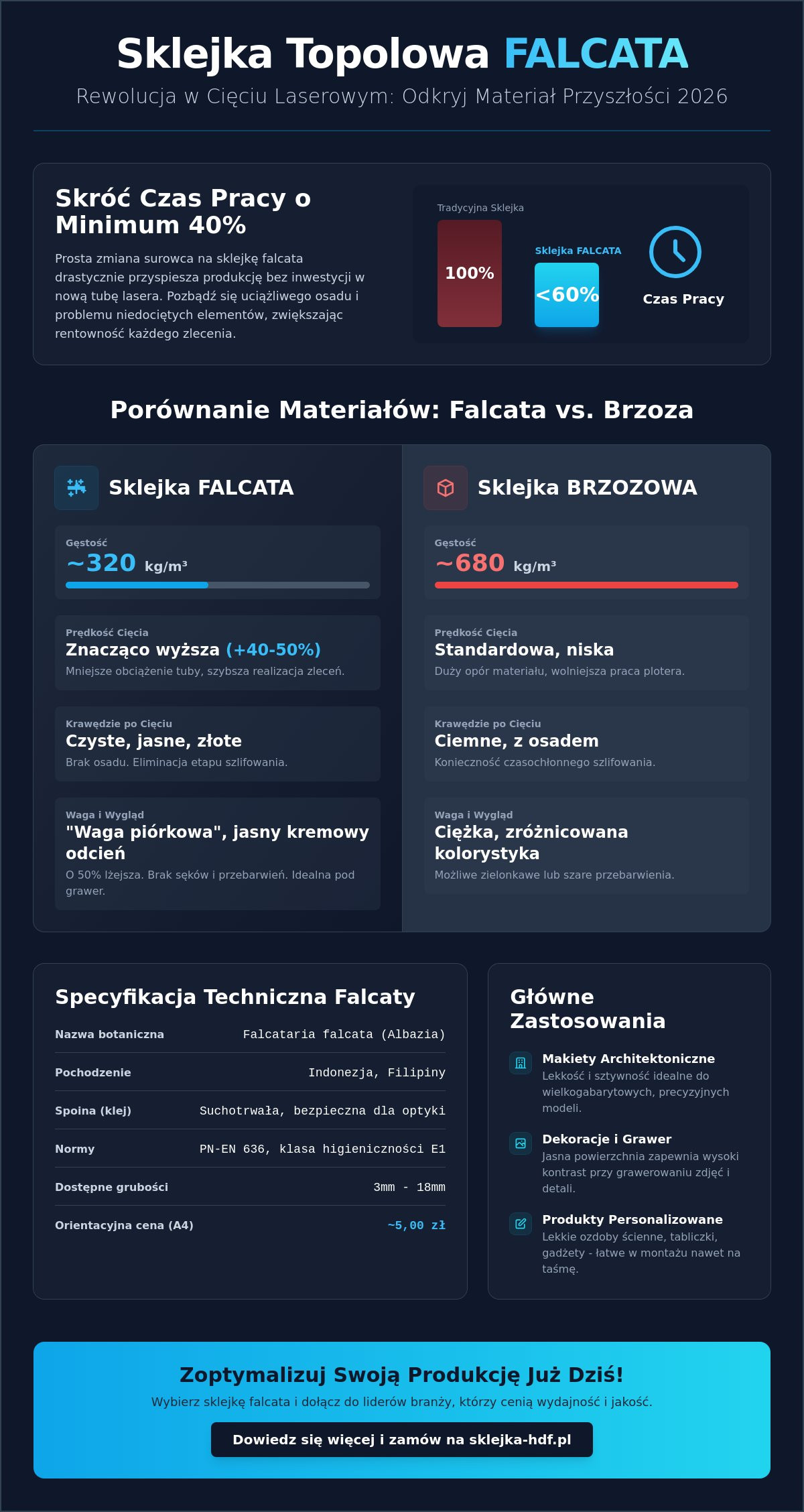 Sklejka topolowa do lasera (Falcata): Kompletny przewodnik po obróbce CO2 2026 - Infographic